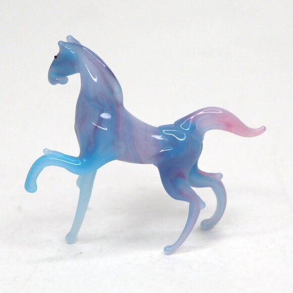 Vintage Mini Glass Animal Figurines Set Horse & Elephant Murano Style Pink Blue - Picture 2 of 15